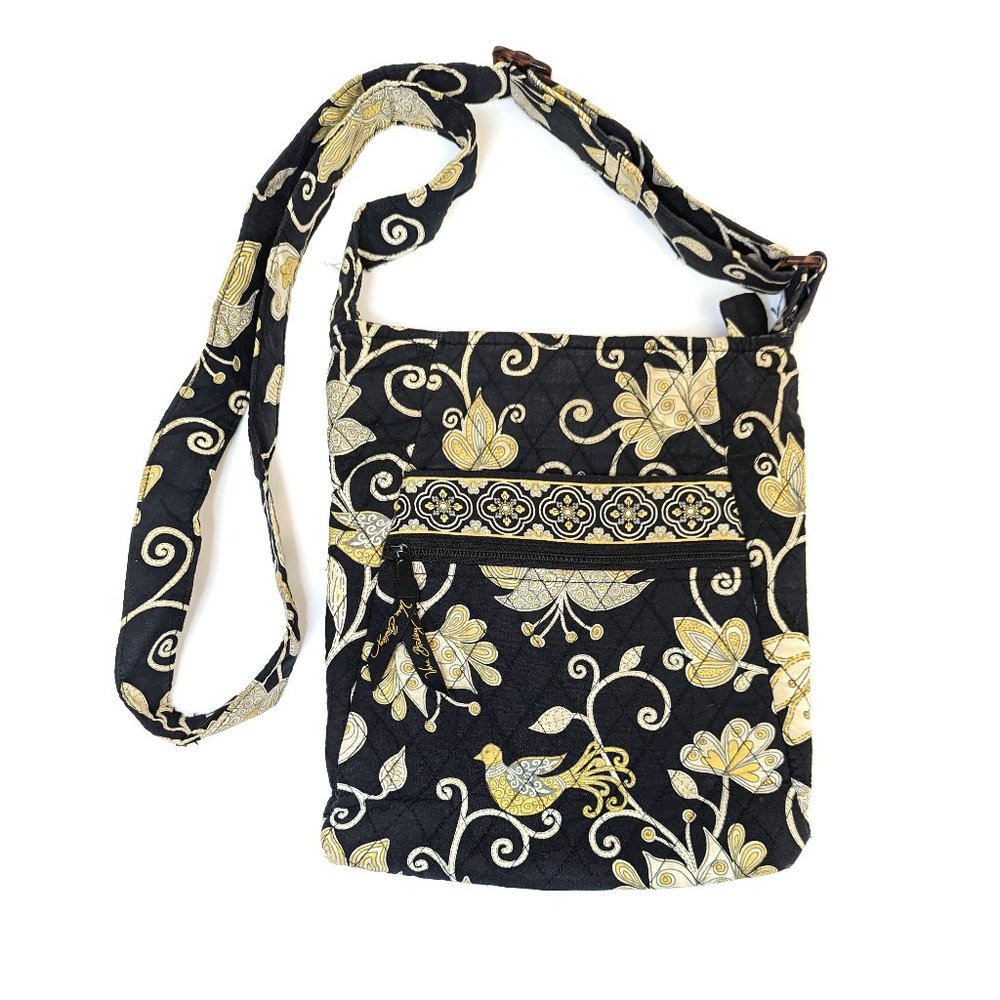 Vera Bradley Hipster Crossbody Purse Bag Retired Yellow Bird Black & Yellow